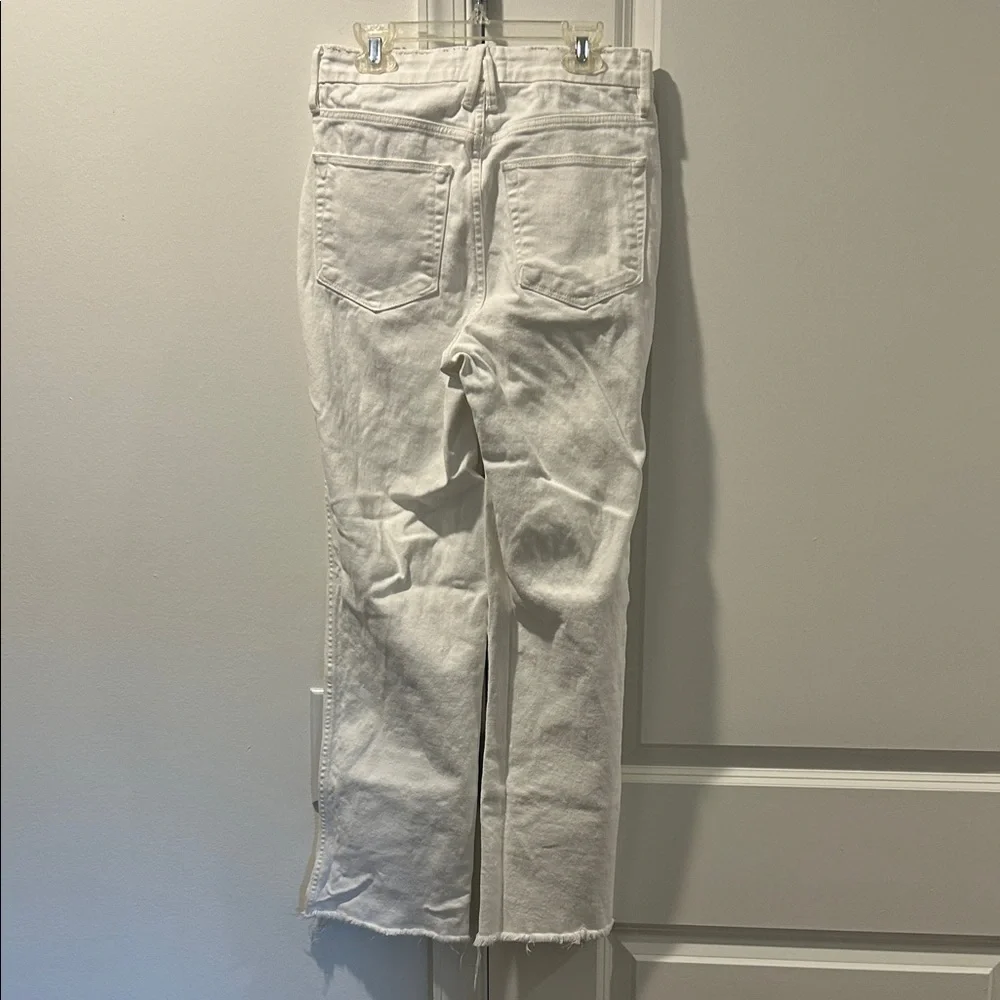 Good American White Straight Leg Jeans with Raw Hem - Picture 4 of 8